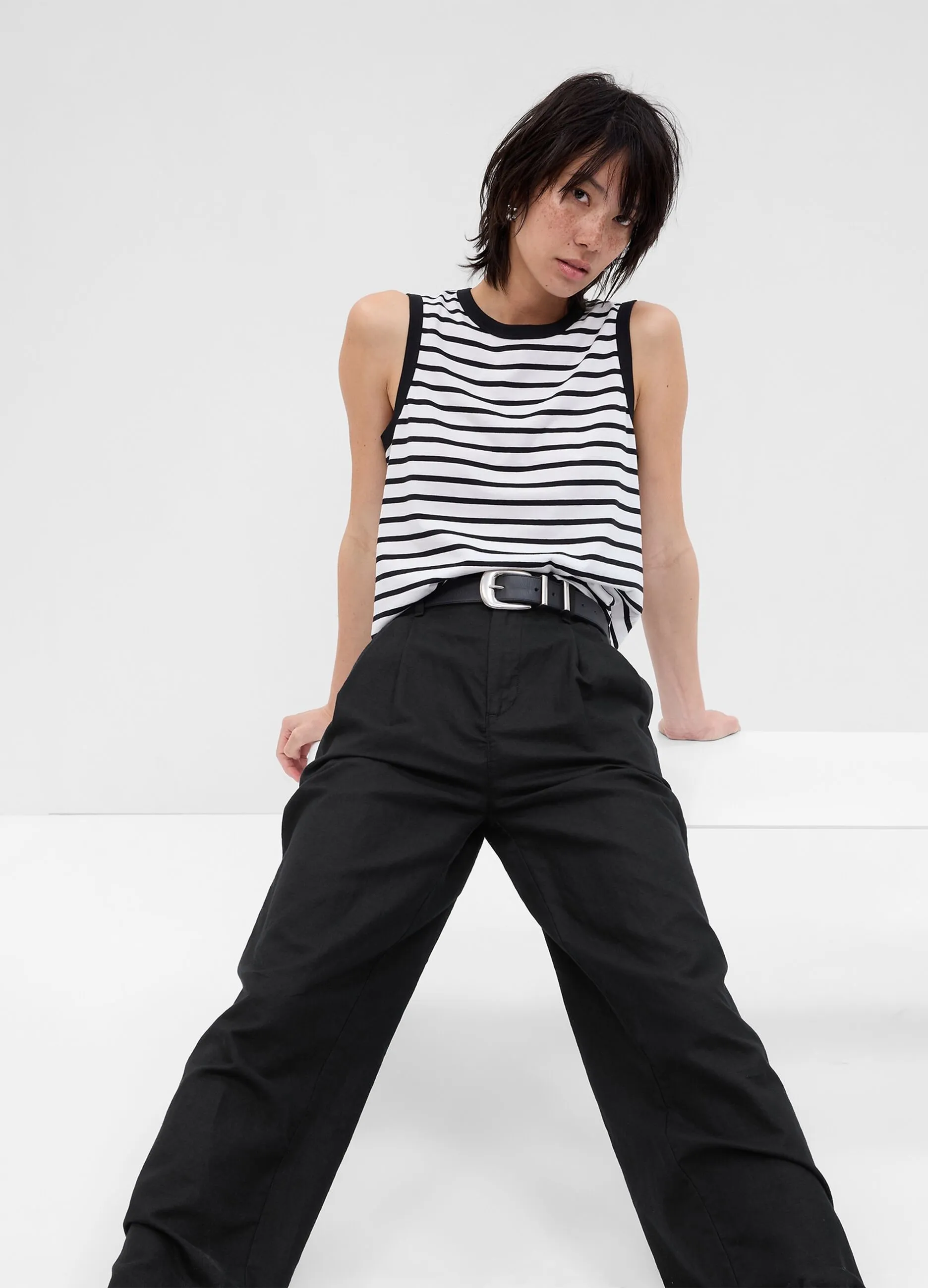 Tank top in cotone bio a righe